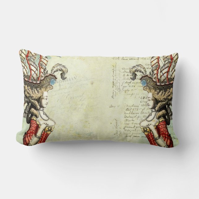 Marie Antoinette Segelschiff-Wurfs-Kissen Lendenkissen (Vorderseite)