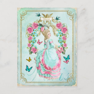 Marie Antoinette Shabby Chic Butterfly Postcard Postkarte