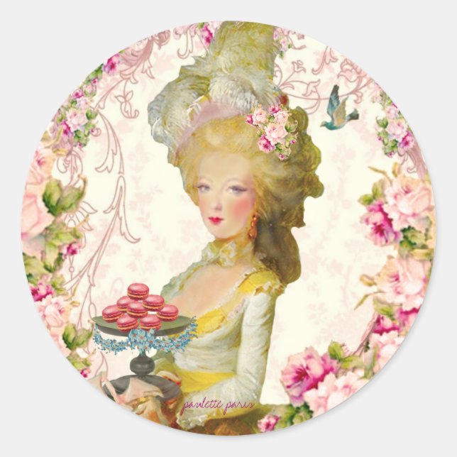 Marie Antoinette Springtime Macarons Siegel Runder Aufkleber (Vorderseite)
