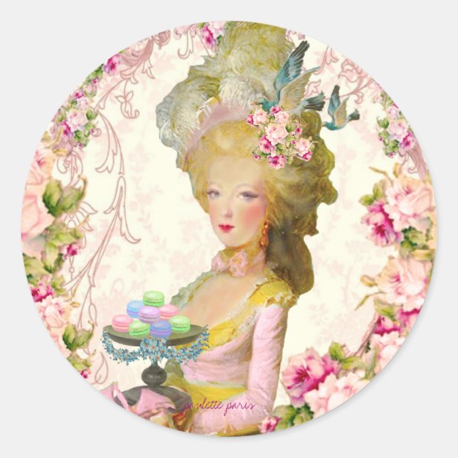 Marie Antoinette Springtime Pastille Macaron Siege Runder Aufkleber (Vorderseite)