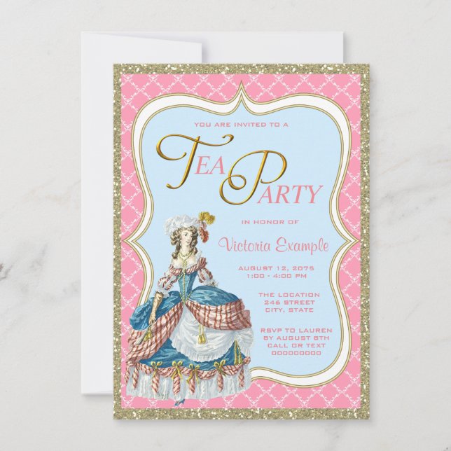 Marie Antoinette Tea Party Einladung (Vorderseite)