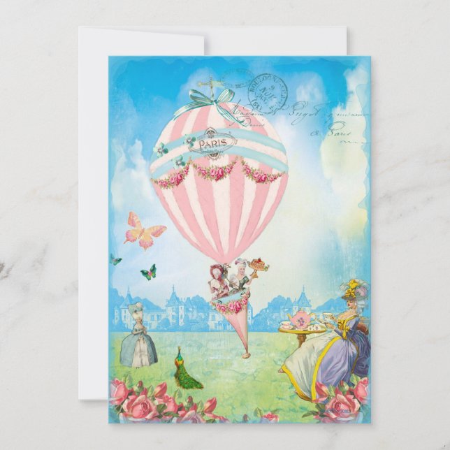 Marie Antoinette Tee im Party Versailles Rasen Einladung (Vorderseite)