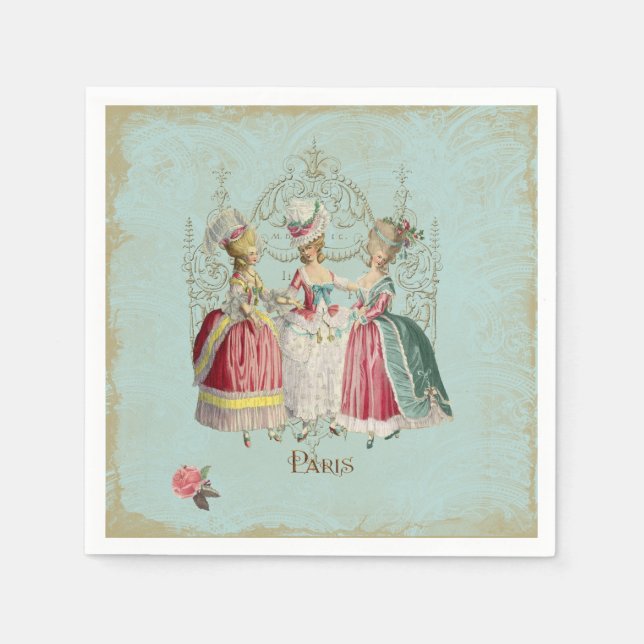 Marie Antoinette Three Ladys in Wart Serviette (Vorderseite)