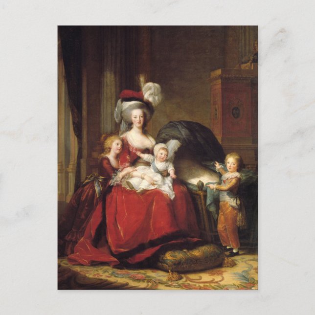Marie Antoinette und ihre Kinder von Le Brun Postc Postkarte (Vorderseite)