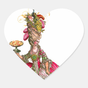 Marie Antoinette und Pfau Kuchen Sticker Tags