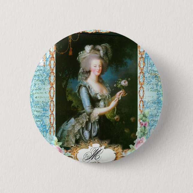 Marie Antoinette und Rosen Button (Vorderseite)