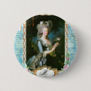 Marie Antoinette und Rosen Button