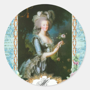 Marie Antoinette und Roses Runder Aufkleber