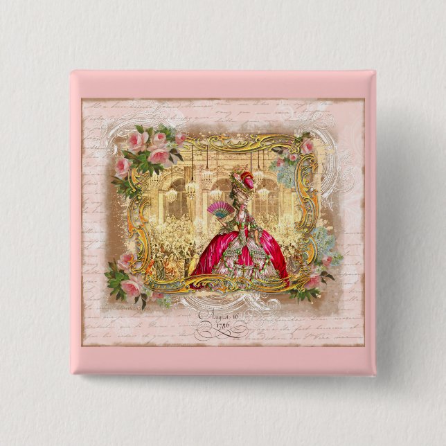 Marie Antoinette Versailles Party Pink Button (Vorderseite)