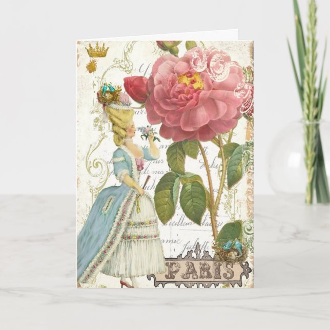 Marie Antoinette Versailles Rose Karte (Vorderseite)