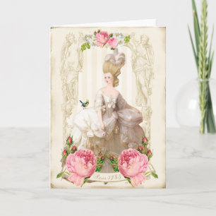 Marie Antoinette weiße dress&Pink Rosen-Karte Karte