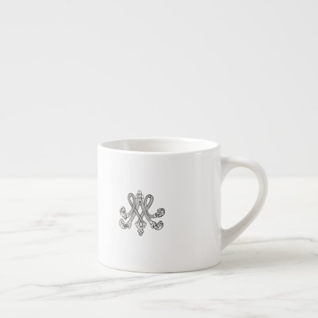 Marie Antoinette – white Royal Monogram Monogramme Espressotasse (Rechts)