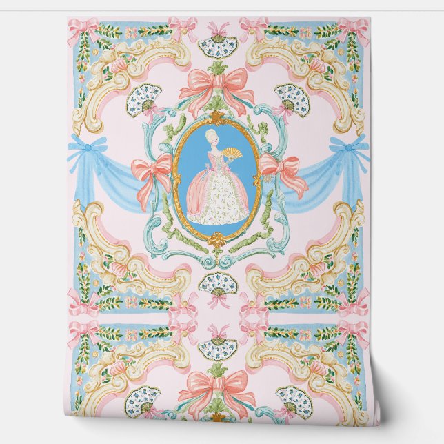 Marie Antoniette Inspired Ornate Rococo Pastels Tapete (Abrollen)