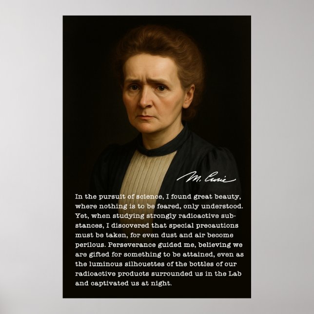 Marie Curie - Opfer und das Glühen der Entdeckung Poster (Vorne)