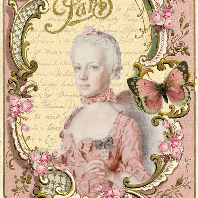 Marie in Pink, französisches Paris Portrait Decoup Seidenpapier (Von Creator hochgeladen)
