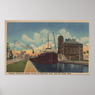 Marie, MI - Ansicht des Frachters MacArthur Poster