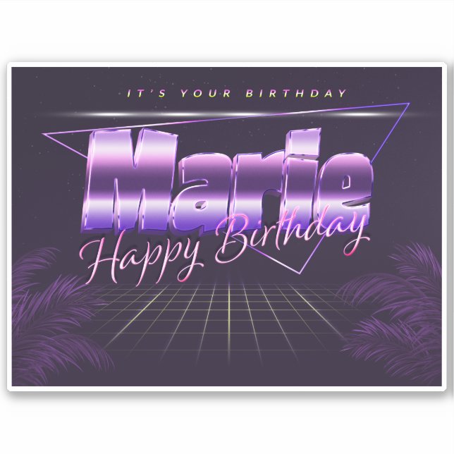 Marie Name Vorname lila retro Sticker Geburtstag (Vorderseite)