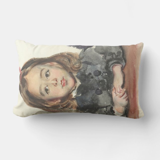Marie-Portrait (Niedliches Jungmädchen) Lendenkissen (Vorderseite)