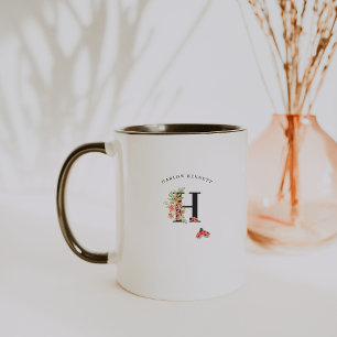 Marienkäfer Aquarell Blumen Monogramm Kaffeetasse