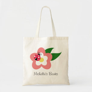 Marienkäfer auf einer Blumen-Name-Schultasche Tragetasche