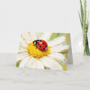 "Marienkäfer auf Gänseblümchen" Grußkarte Karte
