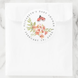 Marienkäfer Blumen   Frühlings-Babyshower-Geschenk Runder Aufkleber