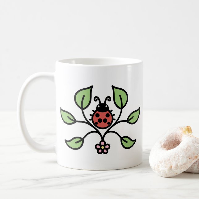Marienkäfer-Blumen-Tasse Kaffeetasse (Mit Donut)