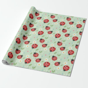 Marienkäfer-Blumenmuster Geschenkpapier