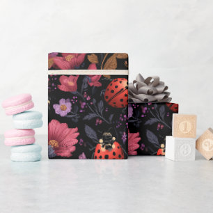 Marienkäfer Blumenmuster Geschenkpapier