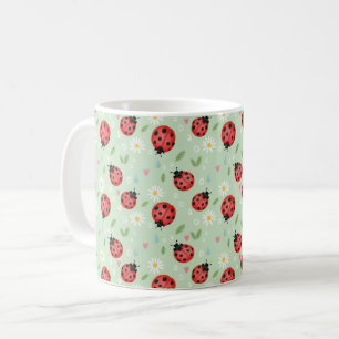Marienkäfer-Blumenmuster Kaffeetasse
