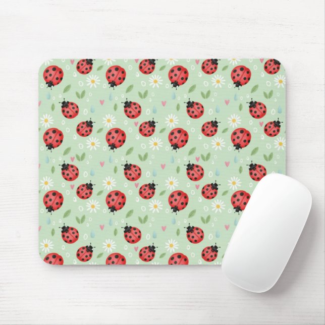 Marienkäfer-Blumenmuster Mousepad (Mit Mouse)