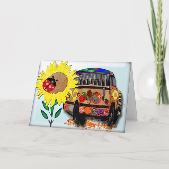 Marienkäfer-Bus-Feiertag Feiertagskarte (Vorderseite)