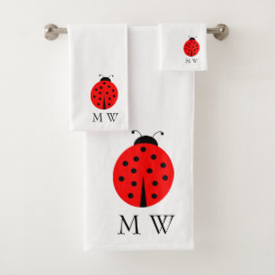 Marienkäfer Design Monogrammiert Badhandtuch Set