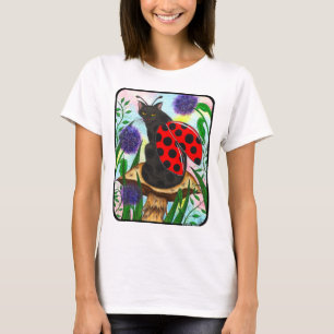 Marienkäfer-feenhaftes Katzen-Fantasie-Kunst-Shir T-Shirt