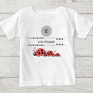 Marienkäfer fügen Namen in Schwarz und Grau hinzu Baby T-shirt