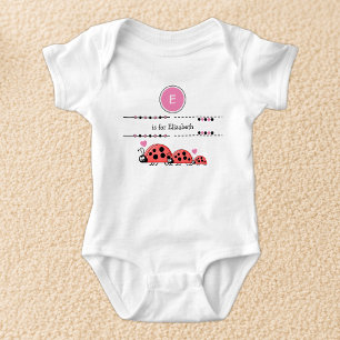 Marienkäfer fügen Namen schwarz und rosa hinzu Baby Strampler