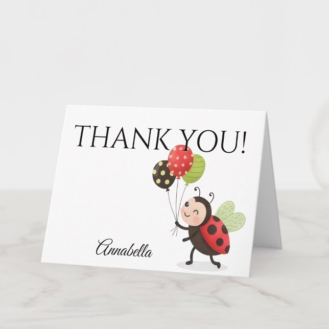 Marienkäfer-Geburtstags-Dankeschön-Karte Dankeskarte (Ladybug personalized thank you card)