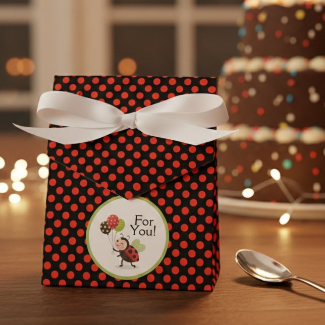 Marienkäfer-Geburtstags-Geschenkbox - Punkte Geschenkschachtel (Ladybug birthday party guest favor bag)