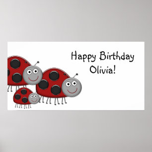 Marienkäfer-Geburtstagsfeier-Banner Poster