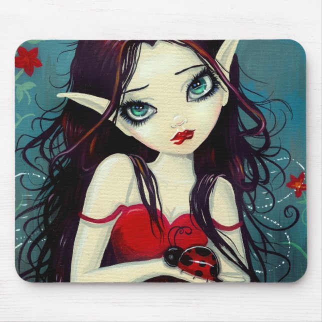 Marienkäfer-Großaugen-Fee-Kunst Mousepad (Vorne)