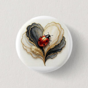Marienkäfer Herz Blatt Button