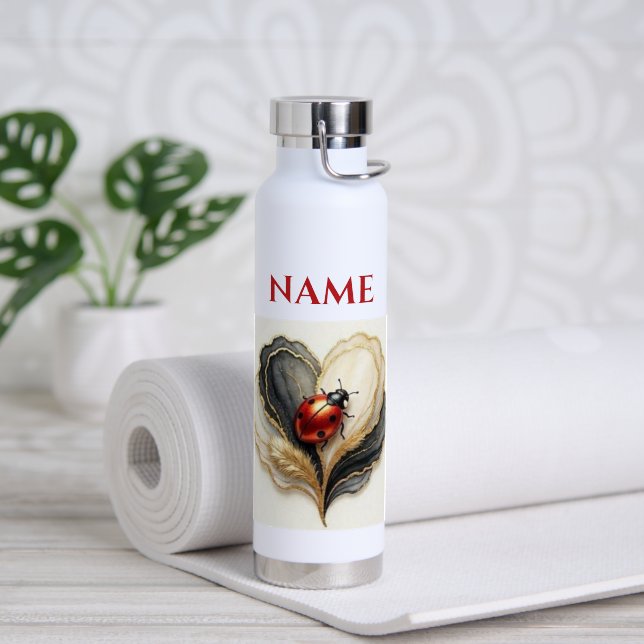 Marienkäfer Herz Blatt  Trinkflasche (Yoga (gedreht))