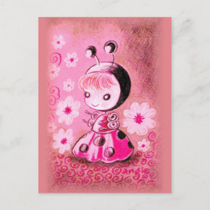 Marienkäfer im Kleid Postkarte
