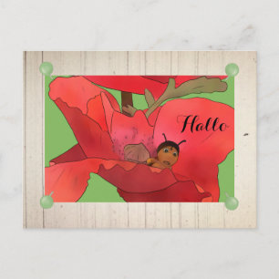 Marienkäfer im Mohn Postkarte