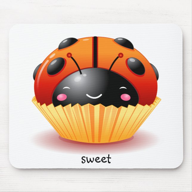 Marienkäfer-kleiner Kuchen Mousepad (Vorne)