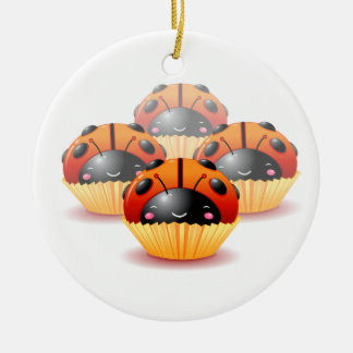 Marienkäfer-Kuchen-Verzierung Keramik Ornament