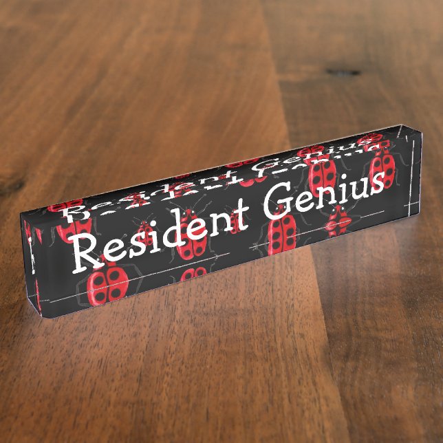 Marienkäfer-Kunst Namensplakette (Seite)