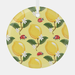 Marienkäfer-Limonen: Tropisches Gelbmuster. Ornament Aus Glas