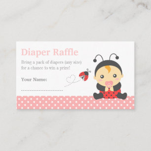 Marienkäfer-Mädchen-Baby-Shower-Windel-Raffle-Tick Begleitkarte