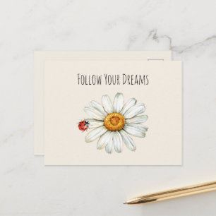 Marienkäfer mit roten schwarzen Punkten auf Gänseb Postkarte